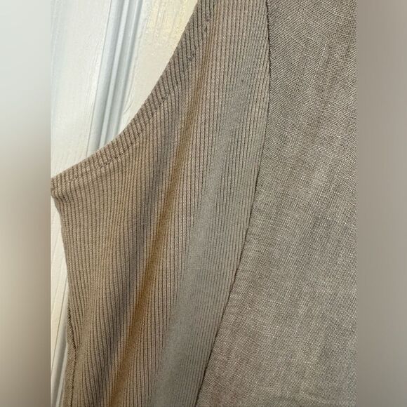 Lina Tomei 100% Linen Beaded Round Neck Sheath Dress Pockets Size Large Taupe - Picture 11 of 11